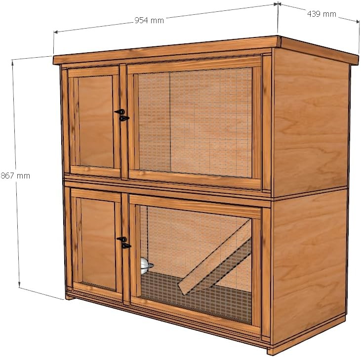 3ft Double Rabbit Hutch Fully Assembled Indoor Outdoor Wooden Cage