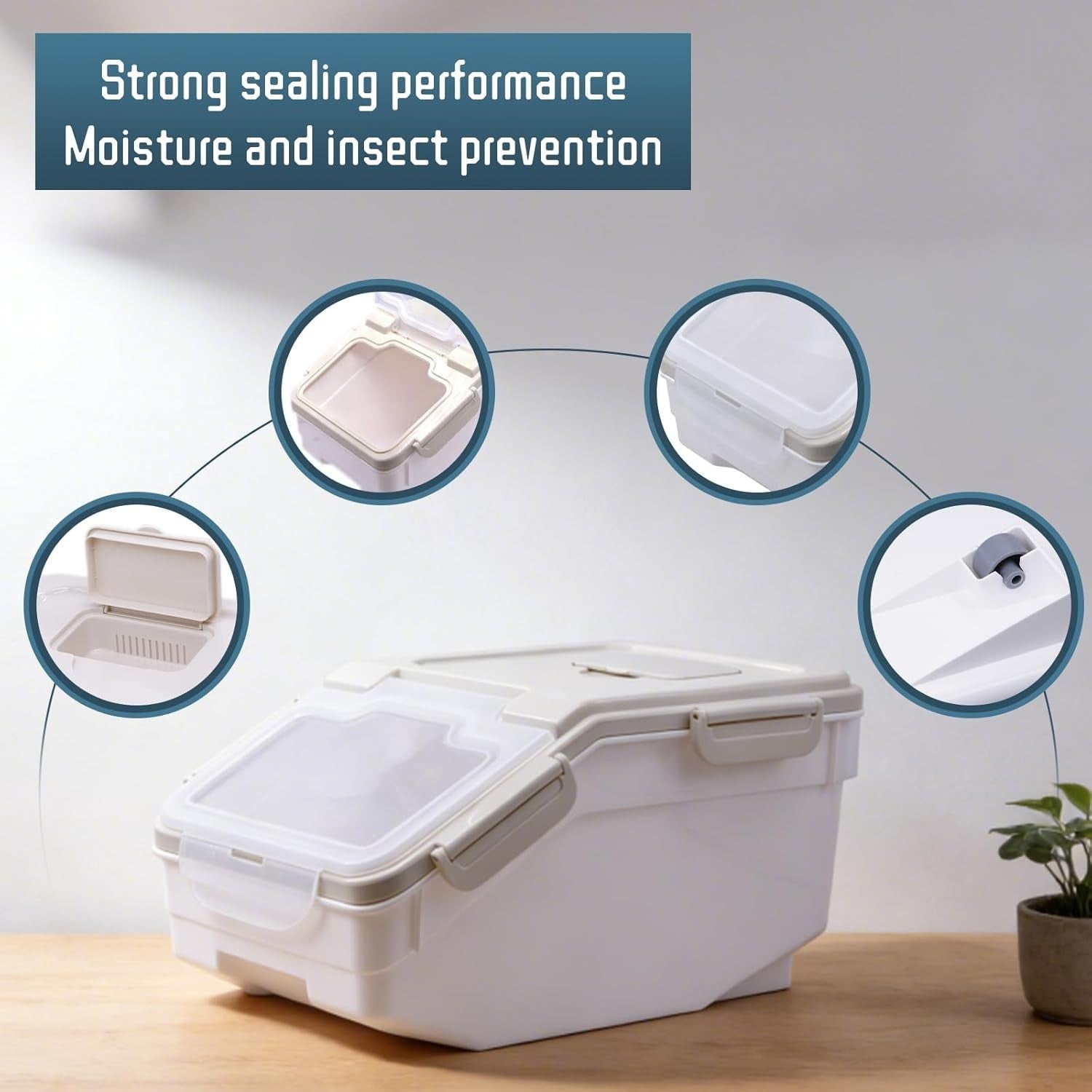 5kg Airtight Rice Storage Container Pest Proof w Wheels & Cup