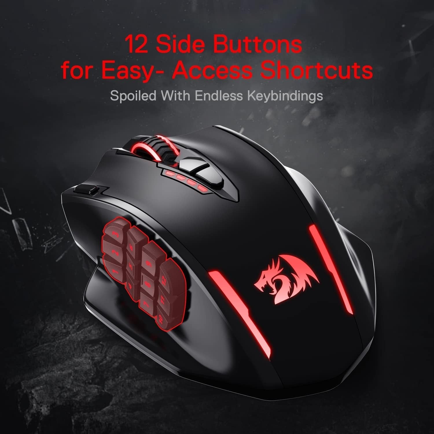 Wireless Gaming Mouse 16000 DPI RGB MMO 16 Buttons Rechargeable PC