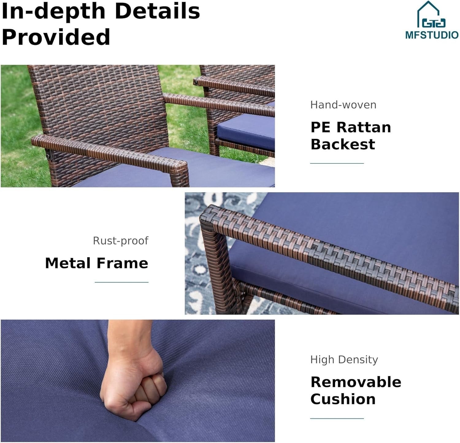 5 Piece Outdoor Rattan Dining Set Garden Table Chairs Patio Furniture Set