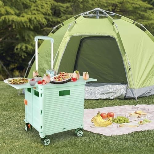 Heavy Duty Folding Shopping Cart 55kg Trolley 360° Wheels Foldable Green
