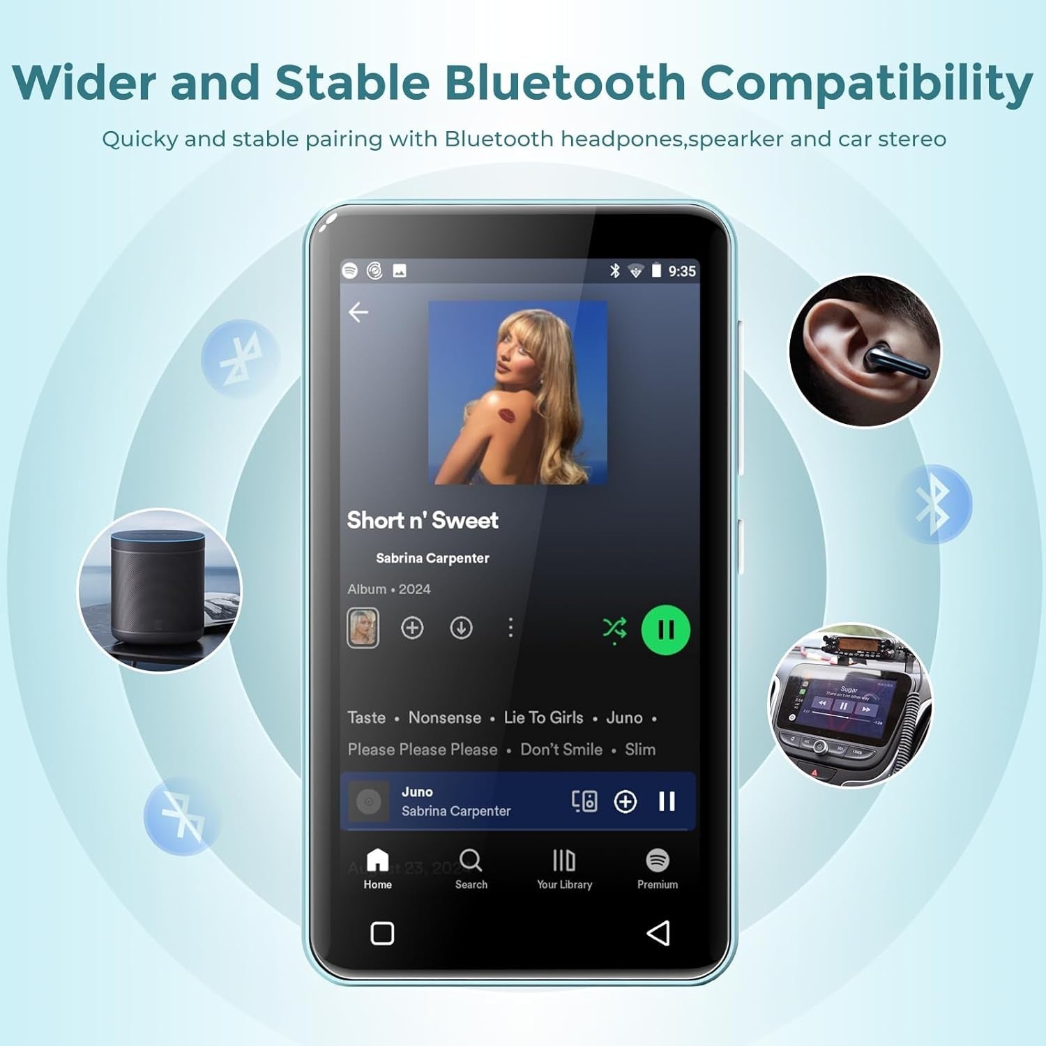 WiFi MP3 Player 80GB Bluetooth Spotify Kids Touch Screen Parental Control
