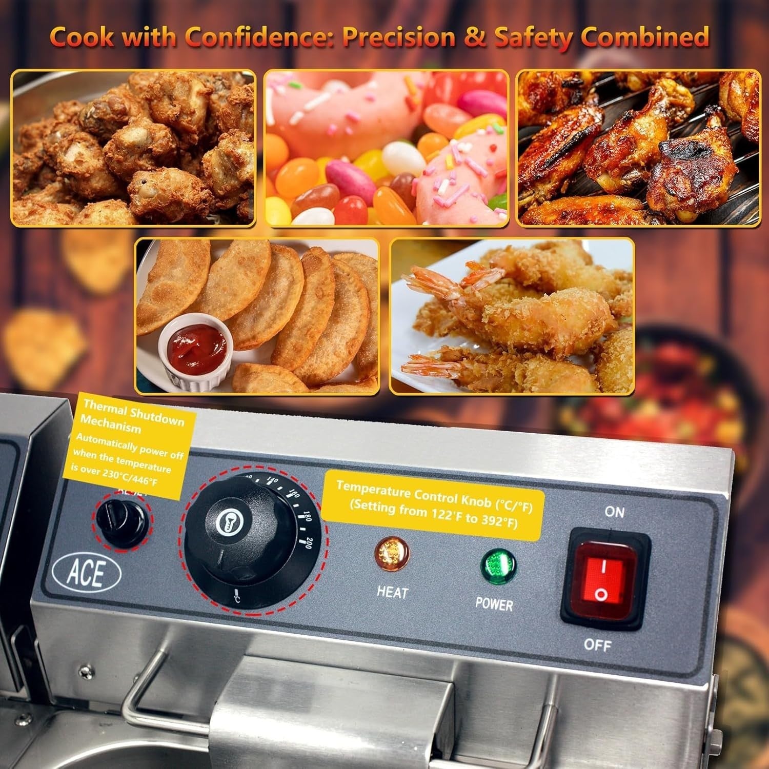 Commercial Electric Deep Fryer 17L 3000W Stainless Steel Countertop Fryer