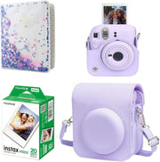 Mini 12 Camera Case Kit 20 Film Album 64 Pocket Purple Bundle