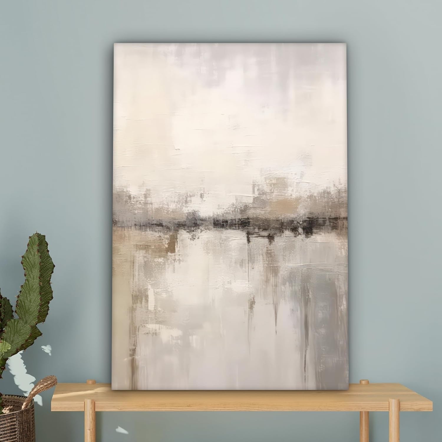 Abstract Beige Canvas Wall Art 40x60cm Modern Living Room Decor