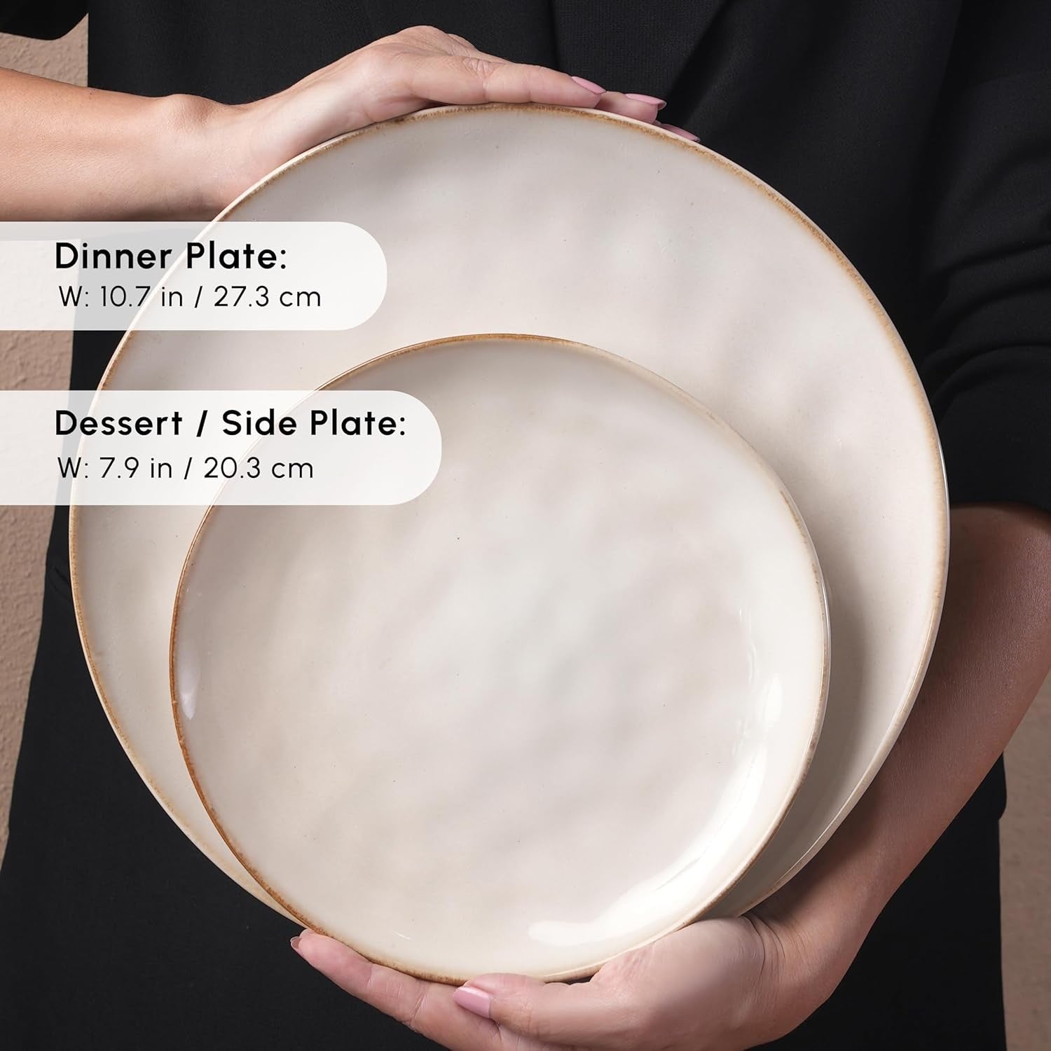 24pc Stoneware Dinner Set Plates Bowls Reactive Glaze Tableware for 6