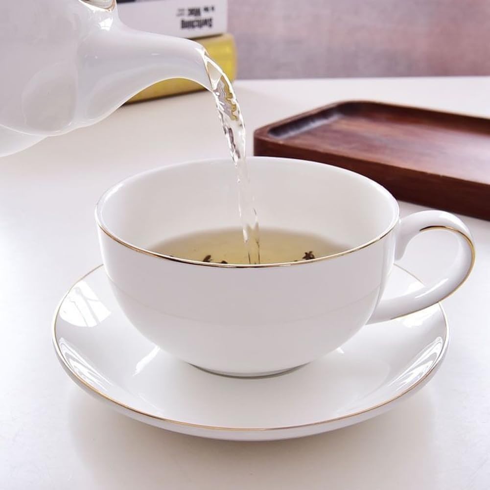 Tea For One Set Teapot Cup Saucer White Ceramic Gift Set 350ml