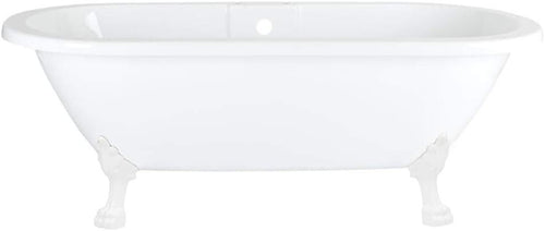 White Double Ended Roll Top Bath 1795x785mm Freestanding White Claw Feet
