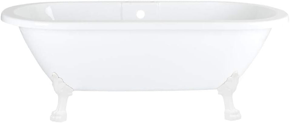 White Double Ended Roll Top Bath 1795x785mm Freestanding White Claw Feet