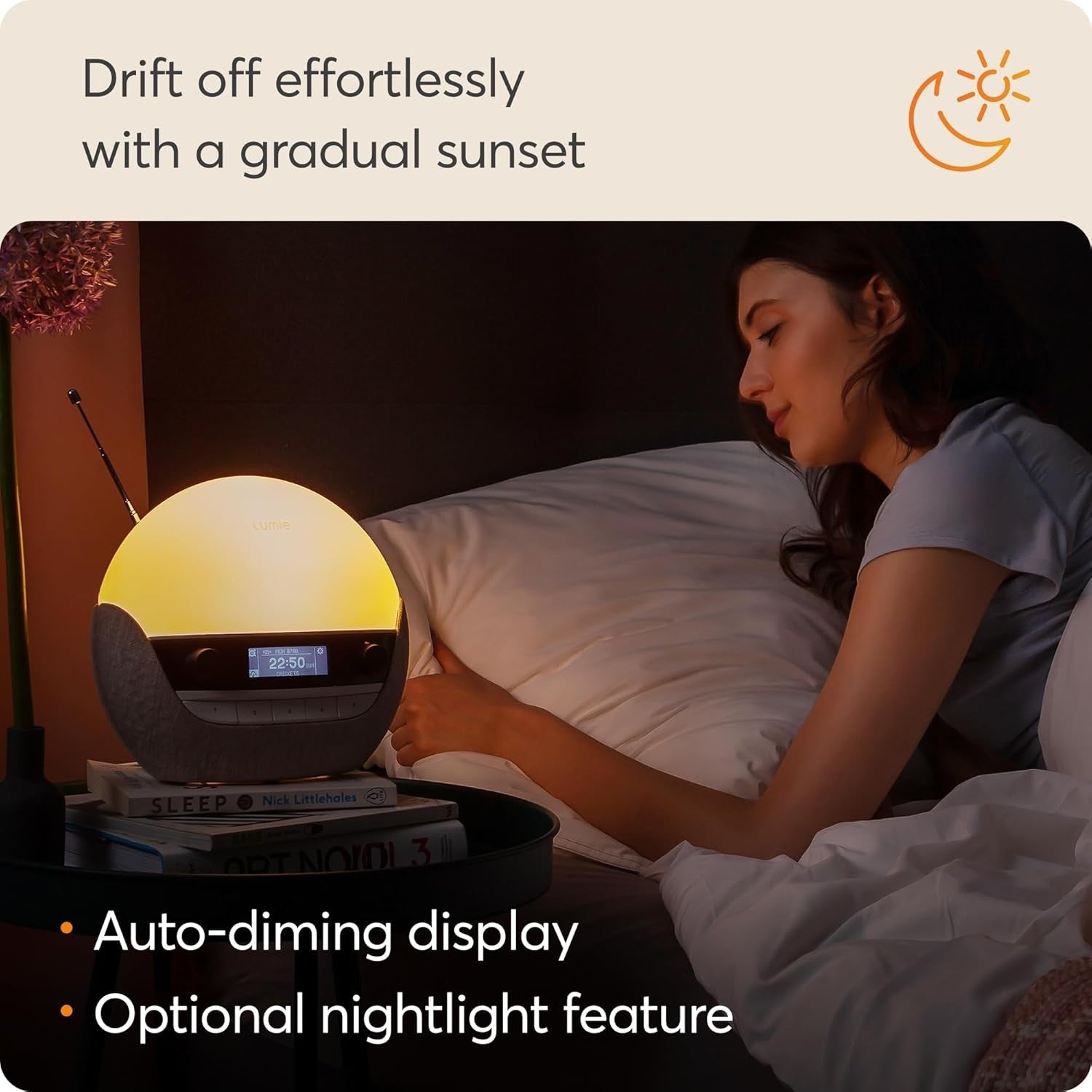 White Sunrise Wake Up Light Alarm Clock FM Radio Bluetooth Sleep Lamp