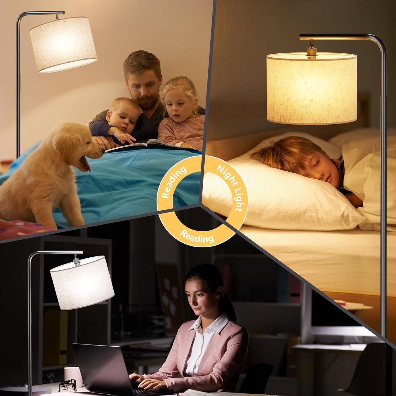 Modern Arc Floor Lamp Remote Control Dimmable Reading Light E27 LED