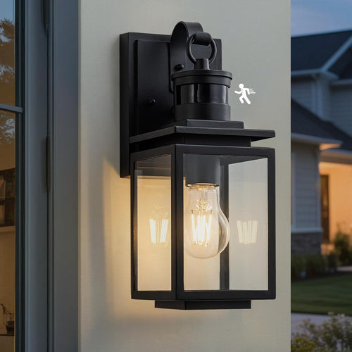 Motion Sensor Outdoor Wall Light Black PIR Dusk to Dawn 3 Modes IP44