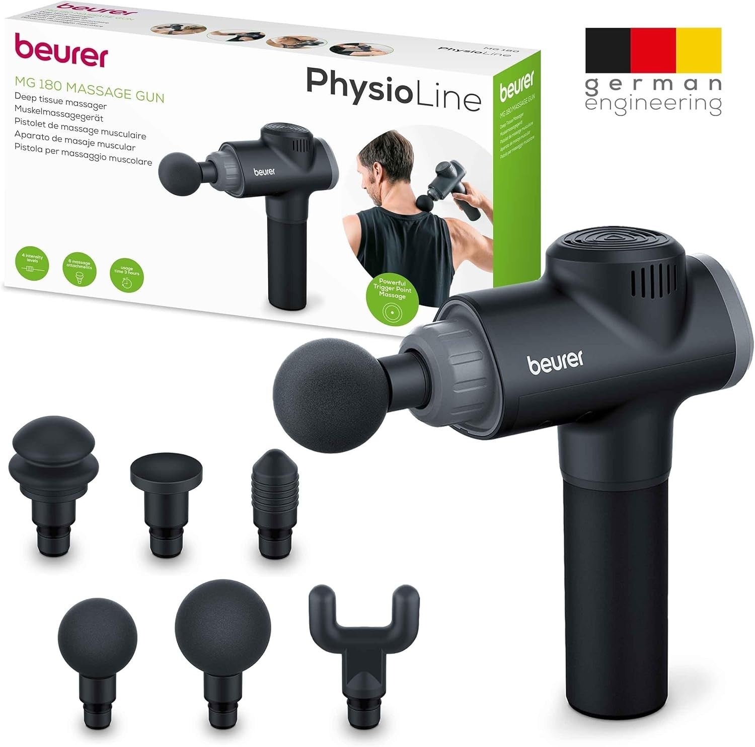 Deep Tissue Massage Gun for Muscle Recovery 6 Heads 4 Speeds Powerful