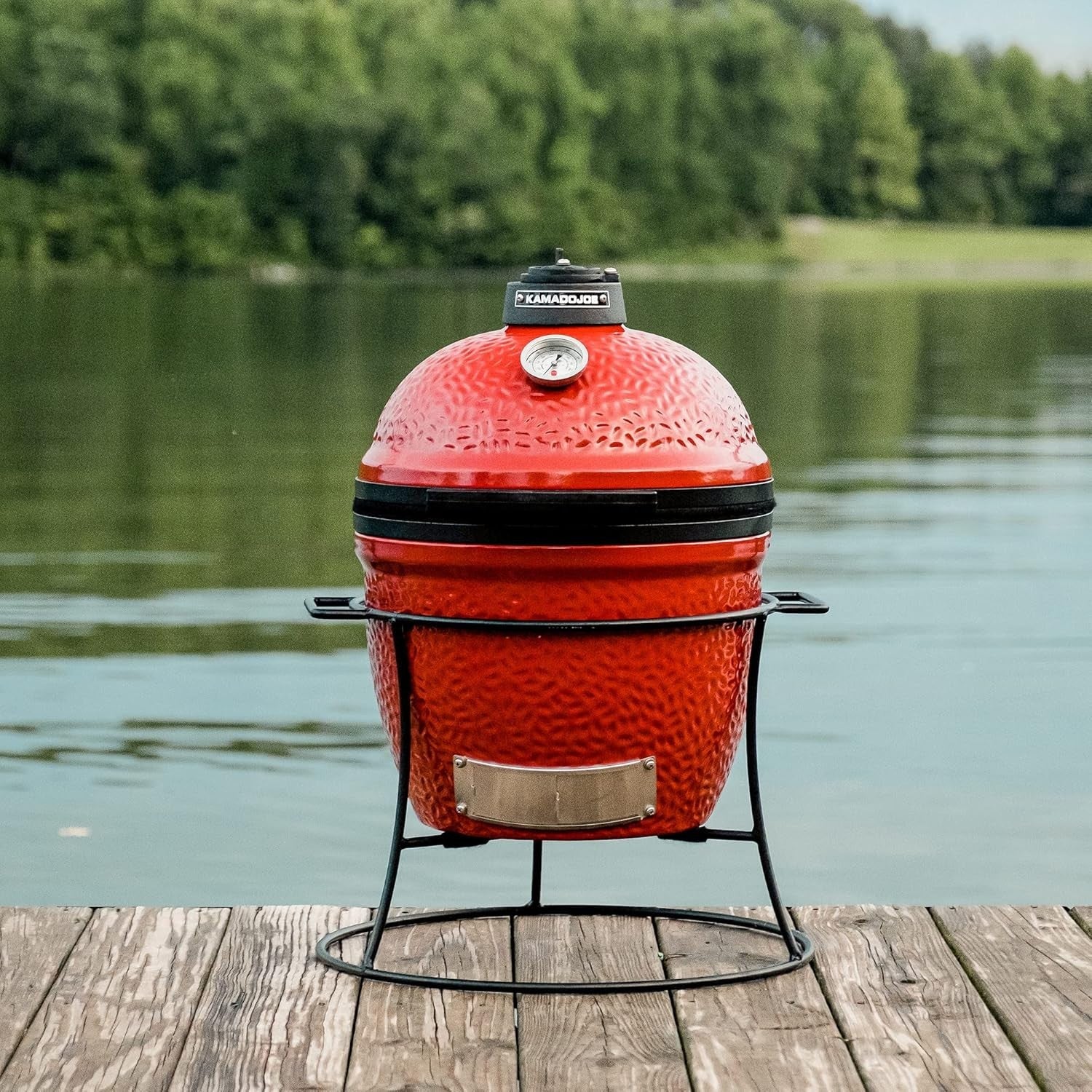 Portable Ceramic Charcoal Grill Mini BBQ Smoker | Cast Iron Vent