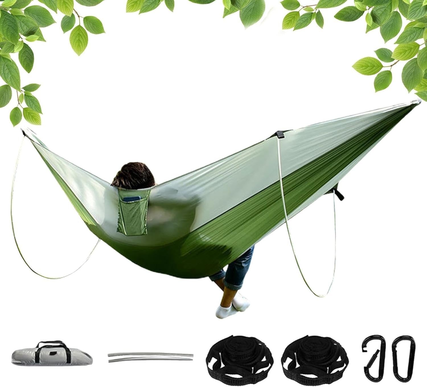 Portable Outdoor Camping Hammock with Poles, Waterproof Travel Swing Bed