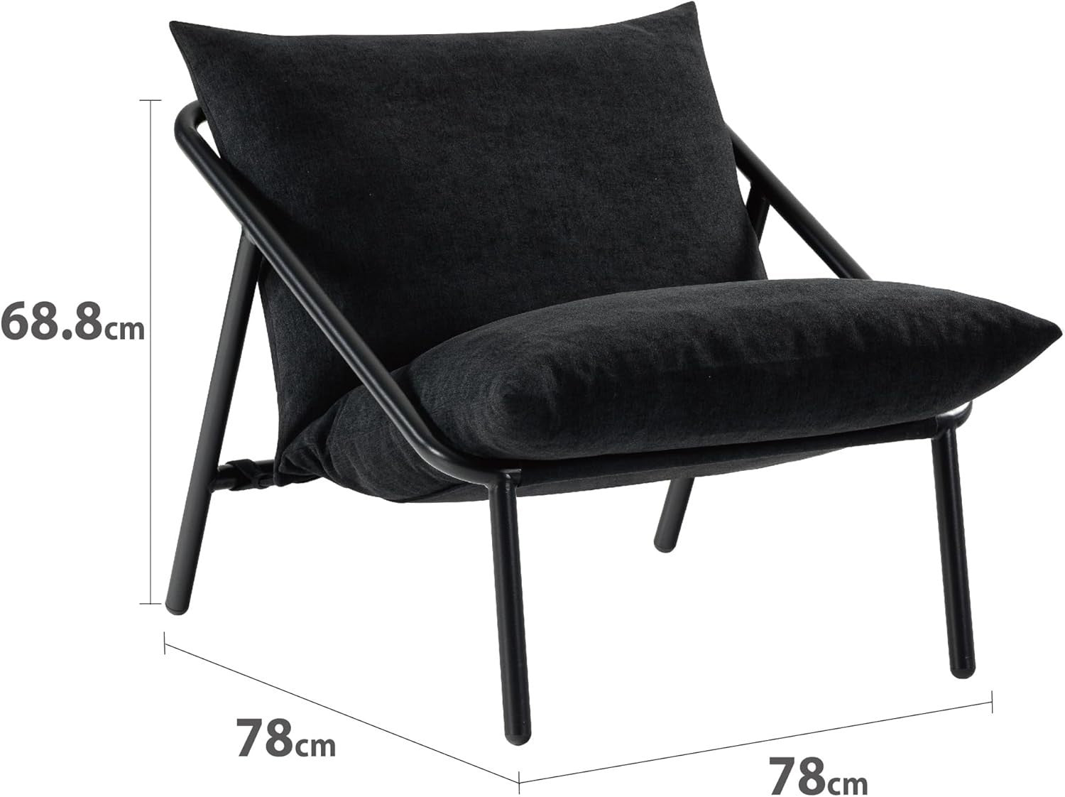 Black Metal Frame Accent Chair | Shredded Foam Lounge Armchair, Stylish