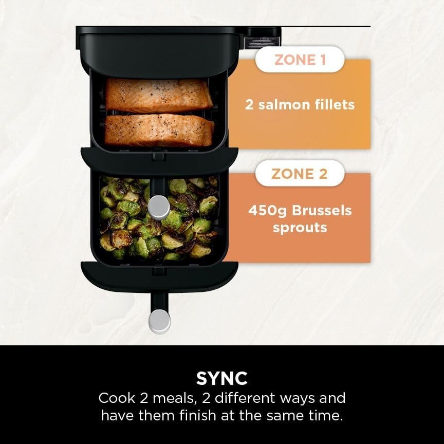 Vertical Double Stack Air Fryer 7.6L Dual Drawer 4 Level Space Saving