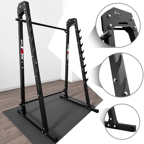 Multicolor/Red Adjustable Squat Rack & Bench Press Home Gym Strength Set
