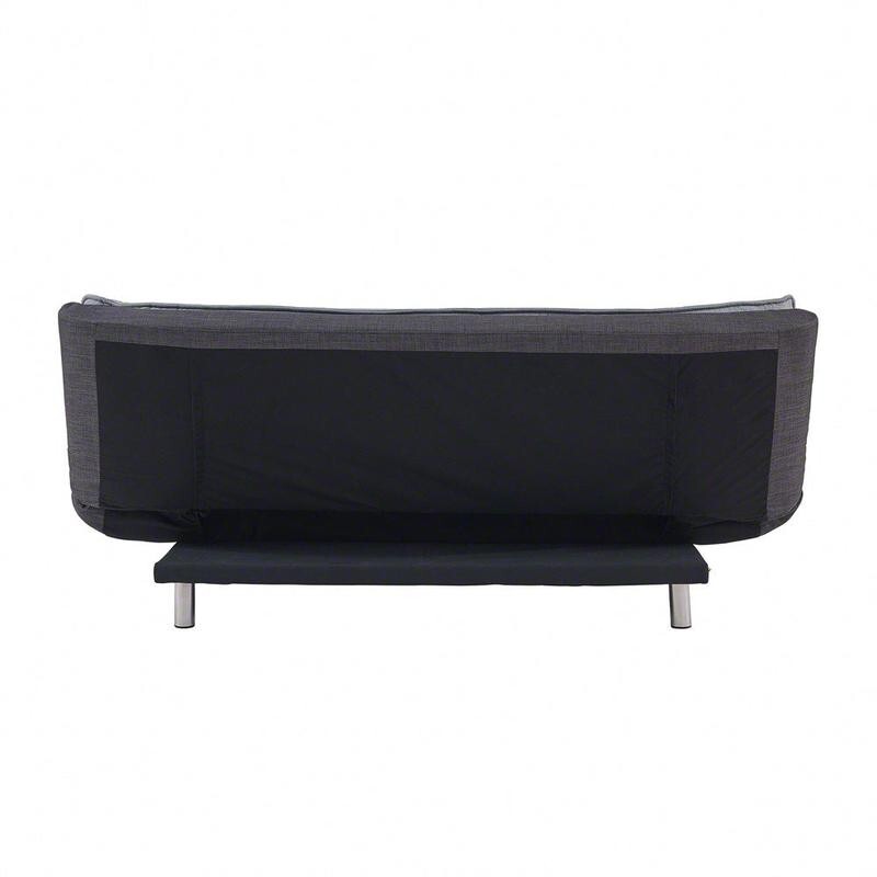 3 Seater Grey Sofa Bed Click Clack | Charcoal Contrast Fabric & Chrome Legs