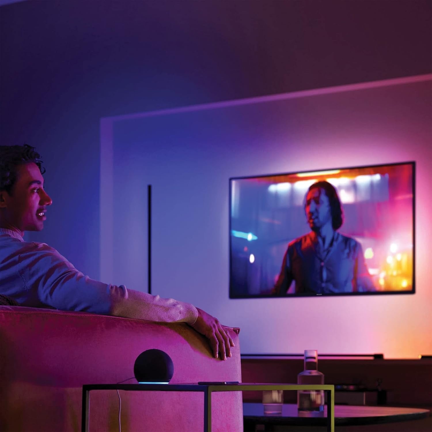 Smart LED Gradient Table Lamp with Voice & App Control, 28x28x141cm