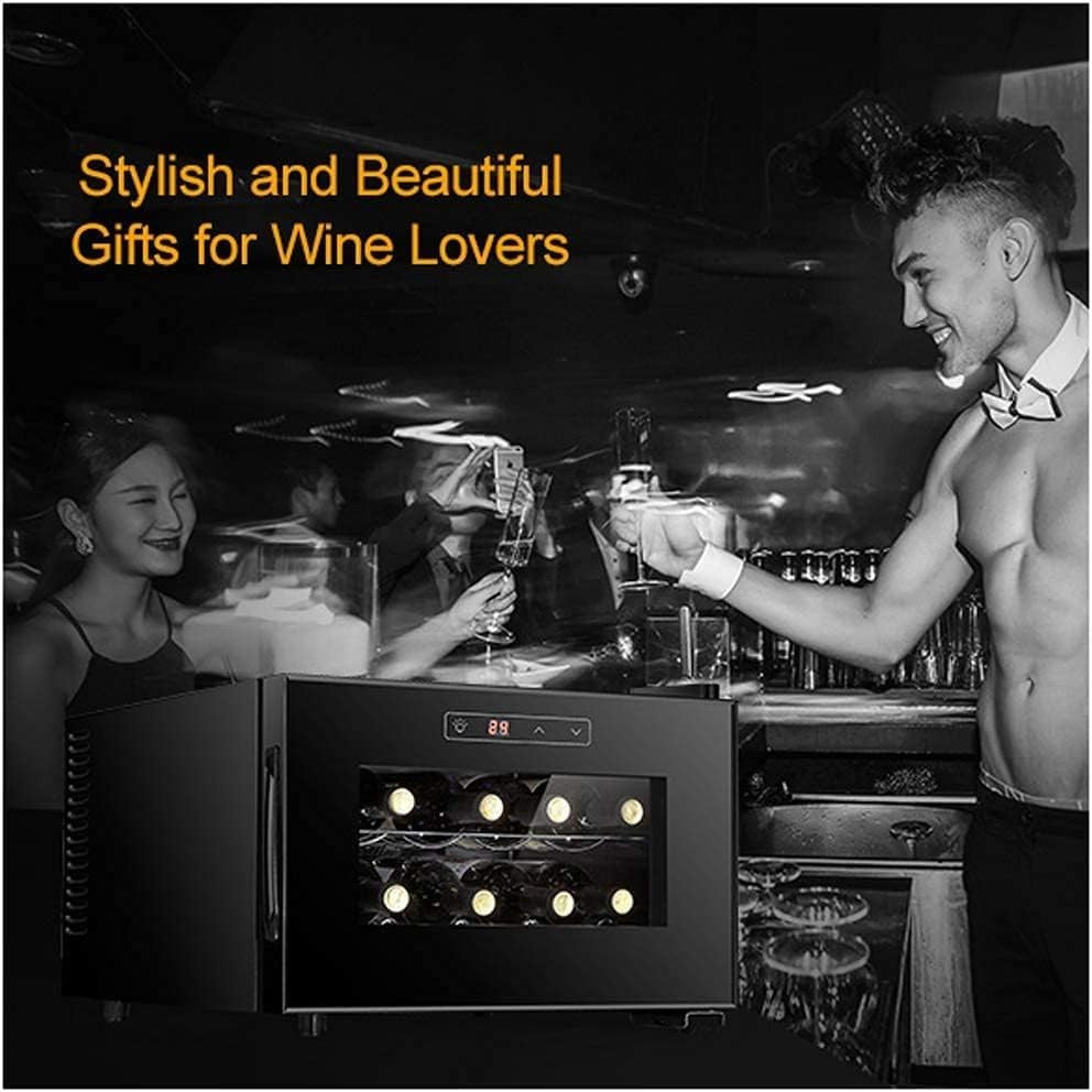 8 Bottle Wine Cooler Fridge Digital Control Glass Door Quiet Countertop