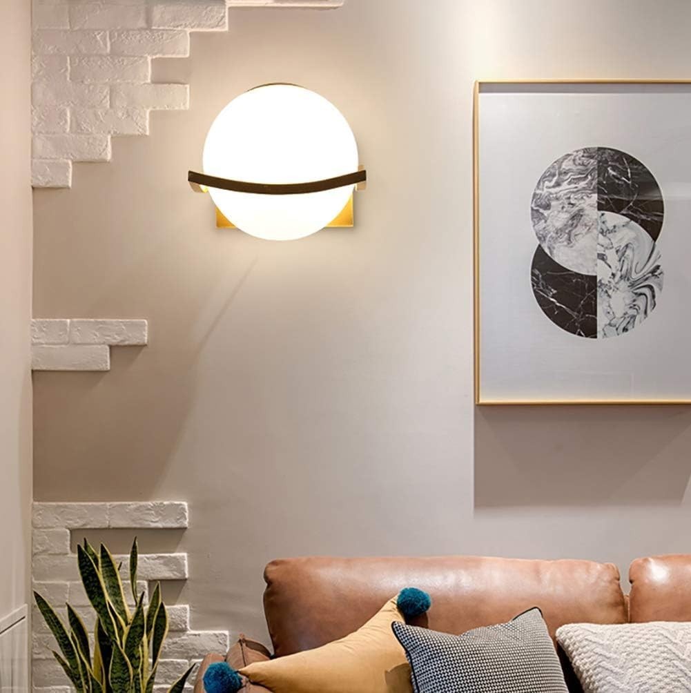 Modern LED Glass Globe Wall Light 16cm Elegant Indoor Sconce