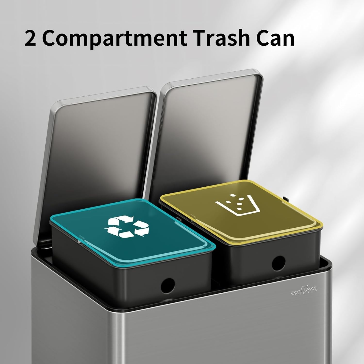 30L Dual Kitchen Recycling Bin 2x15L Stainless Pedal