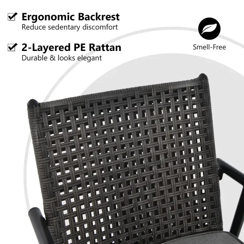 Outdoor Swivel Bar Stools Set of 2 Rattan Cushioned Garden Patio Chairs