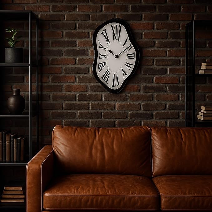 Surreal Melting Wall Clock 22x33cm Creative Glass Silent Quartz Art Decor