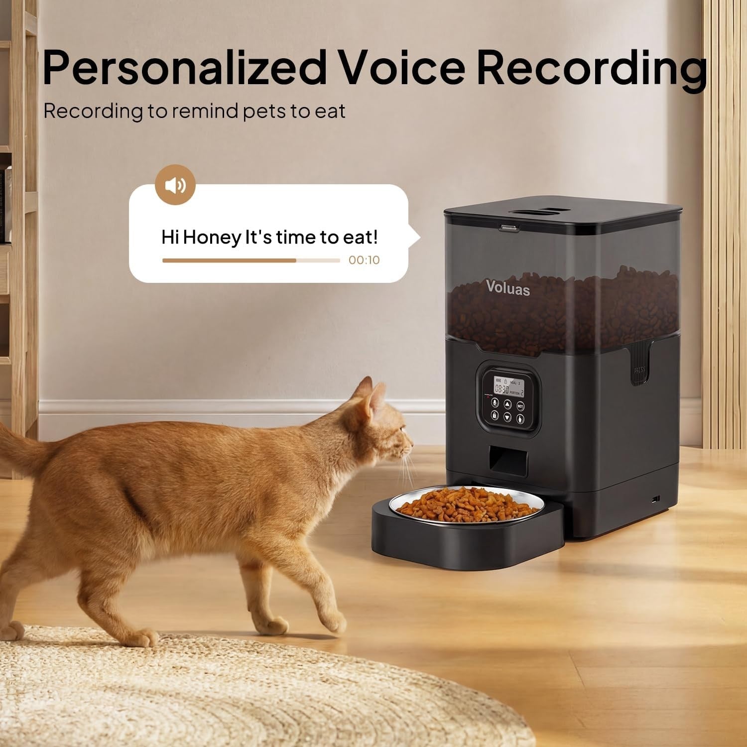 4L Automatic Cat Feeder Timer Food Dispenser Portion Control Voice