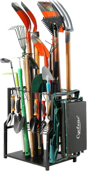Free-Standing Yard Tool Rack 32.5x47.8x70cm Heavy-Duty Garage Storage Organizer