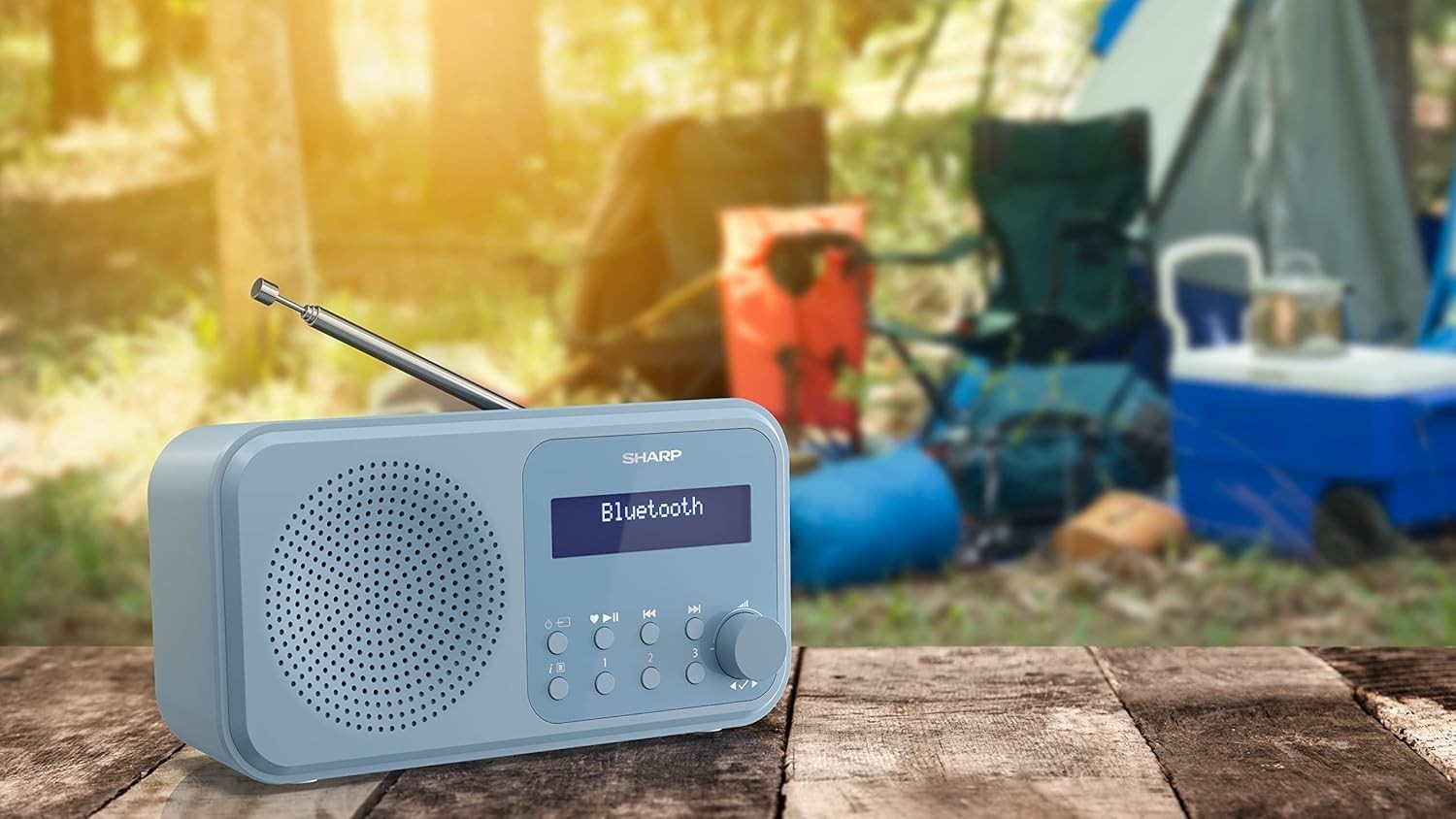 Portable DAB+/FM Digital Radio Bluetooth 5.0 Dual Alarm USB Steel Blue