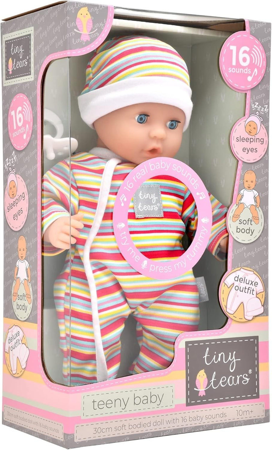 30cm Soft Baby Doll w 16 Sounds Cuddly Nurture Toy Dummy