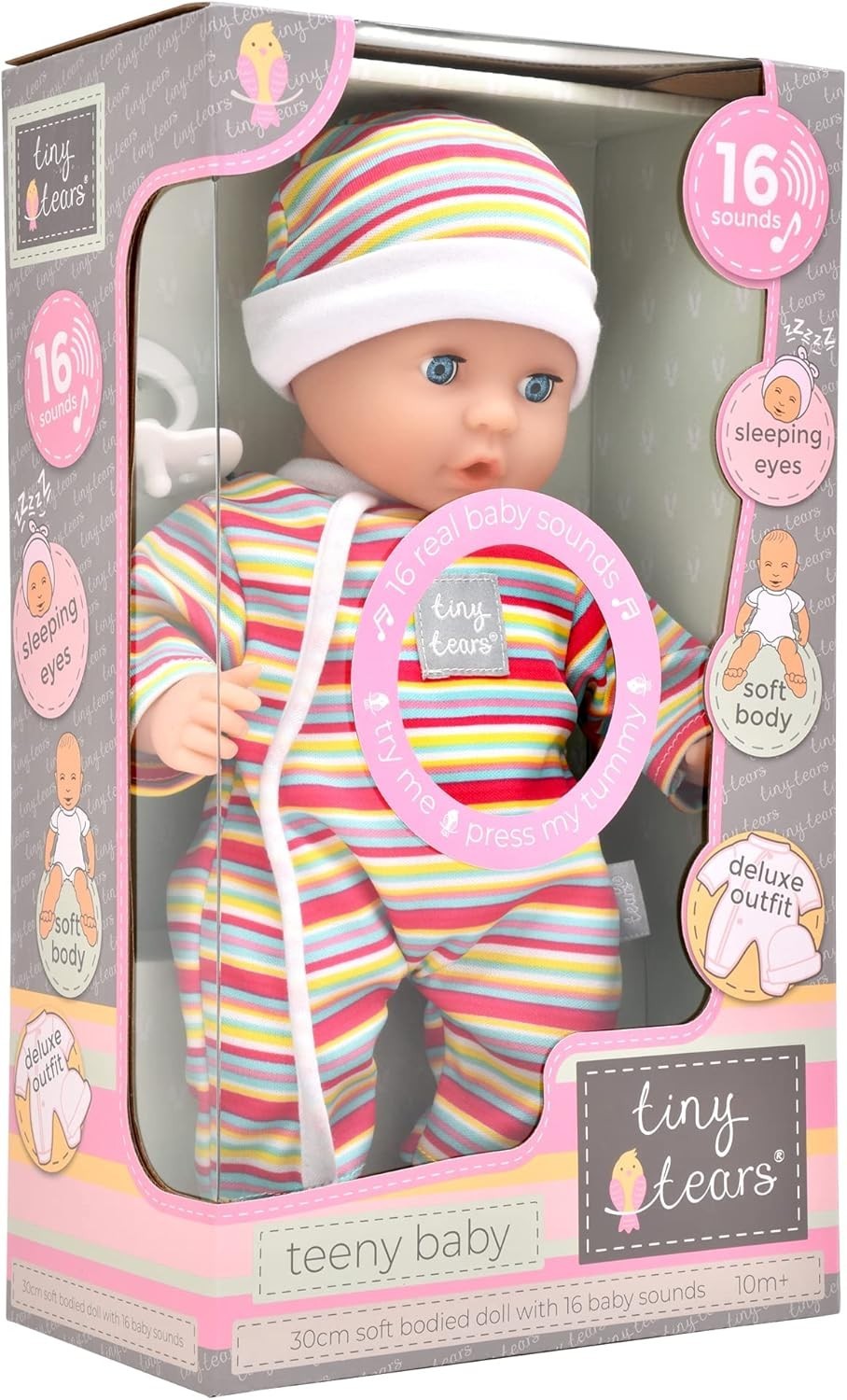 30cm Soft Baby Doll w 16 Sounds Cuddly Nurture Toy Dummy