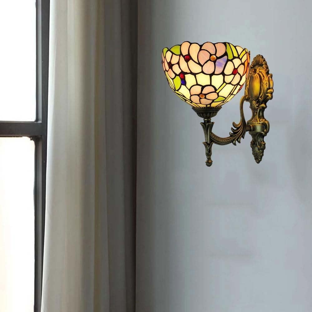 Vintage Stained Glass Wall Lamp Art Deco Sconce Light for Hallway 28cm