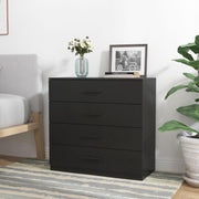 4 Drawer Black Wooden Bedroom Chest Storage Cabinet Polished Finish