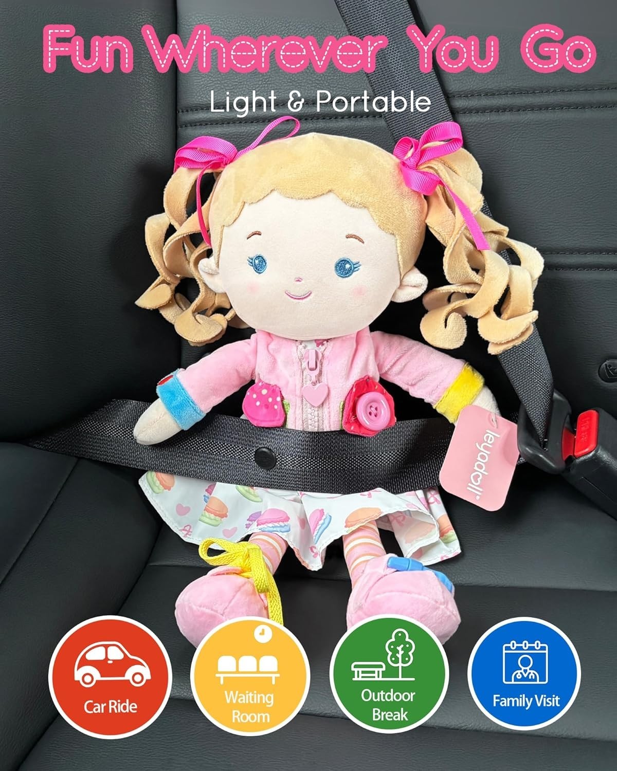 Montessori Busy Baby Doll 16in Sensory Learning Plush Toy for Toddlers