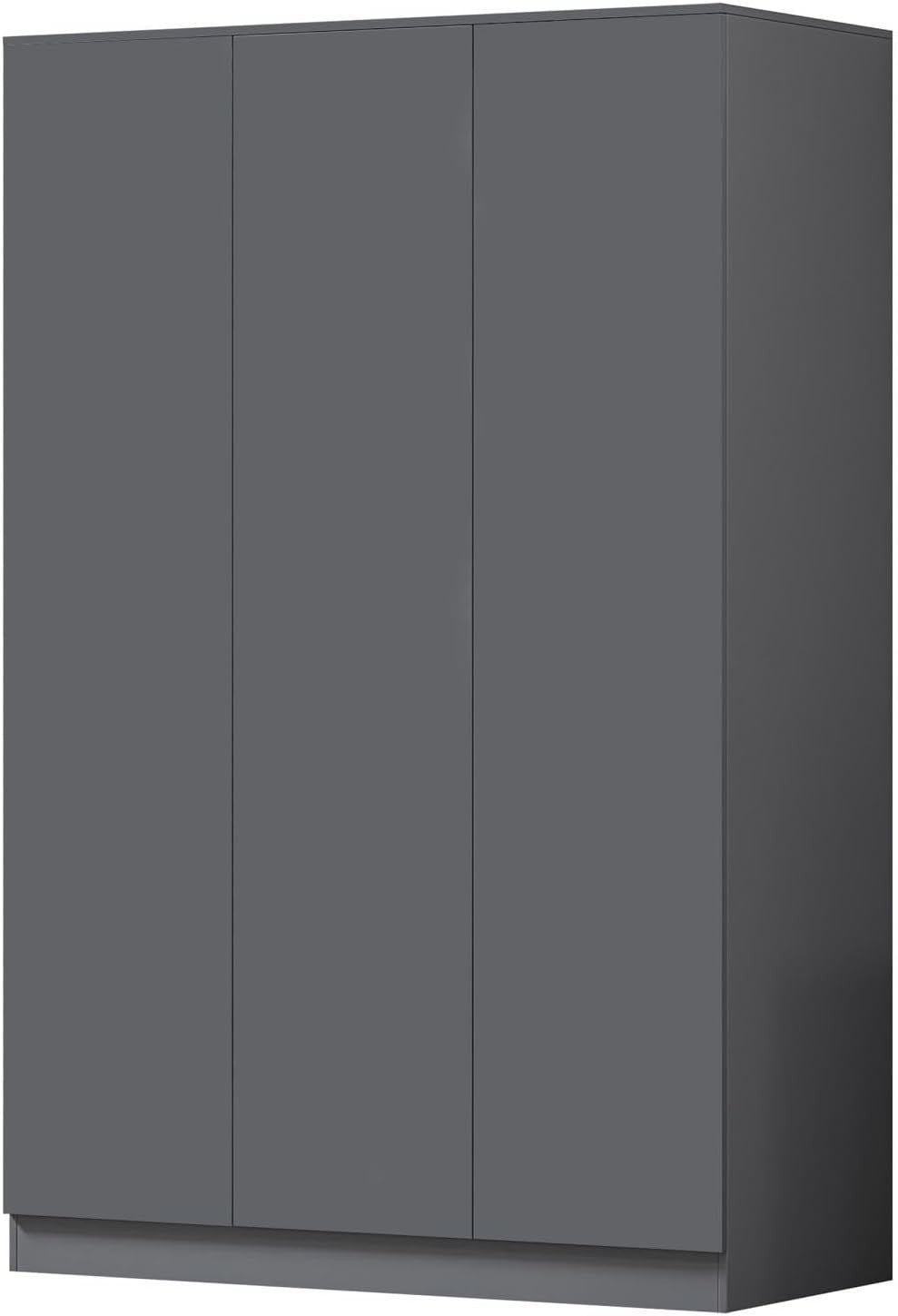 3 Door Dark Grey Wardrobe Matt Finish | Push-to-Open | Spacious Storage