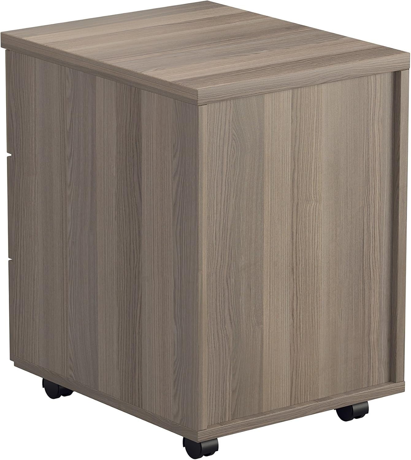 Lockable 3 Drawer Mobile Filing Cabinet Pedestal Office Storage Grey Oak