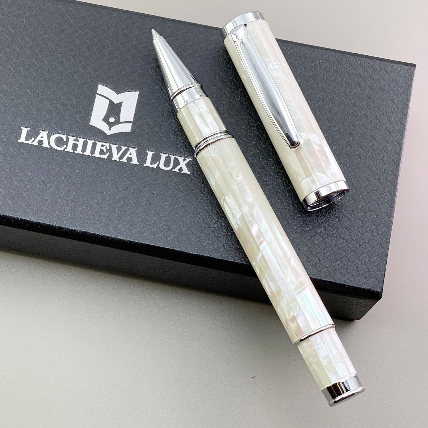 Luxury White Mother of Pearl Rollerball Pen Gift Set