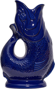 Cobalt Blue Gluggle Jug XL 1.4L – Ceramic Fish Pitcher, Water & Wine Decanter