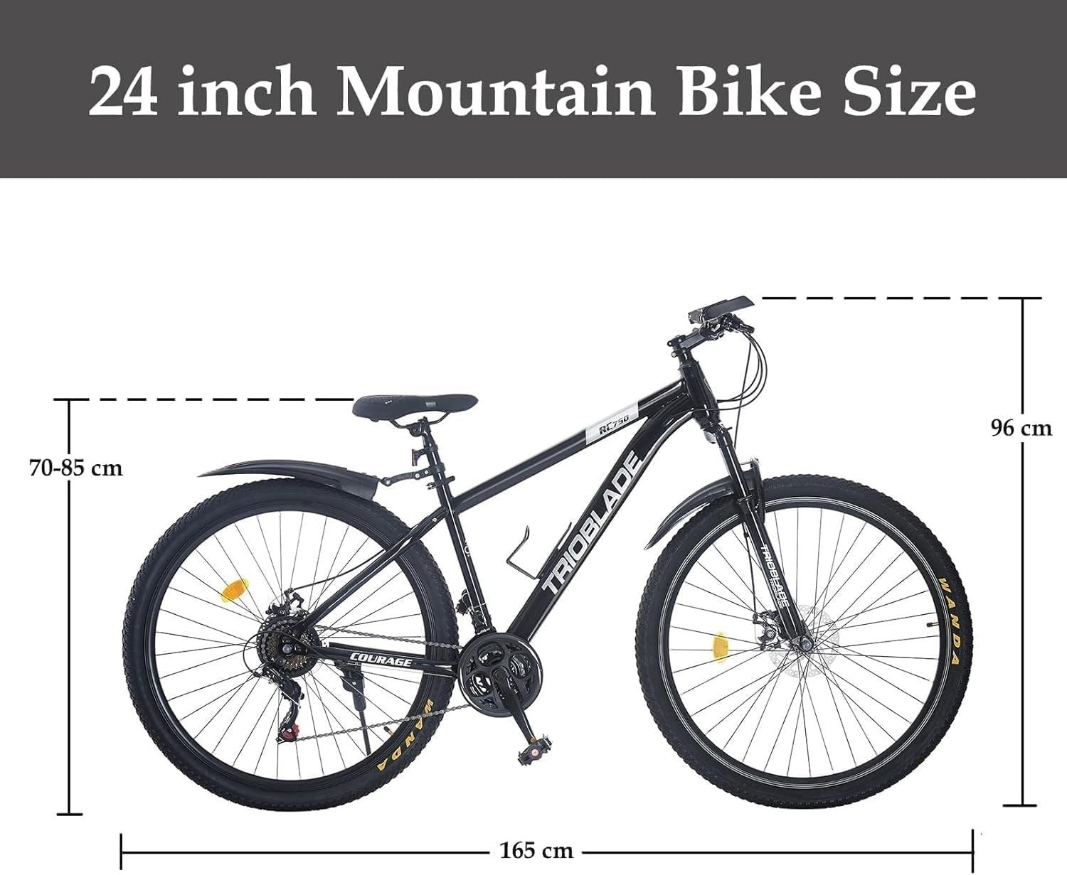 24" Mountain Bike with Dual Disc Brakes, Front Suspension, 21-Speed Adult