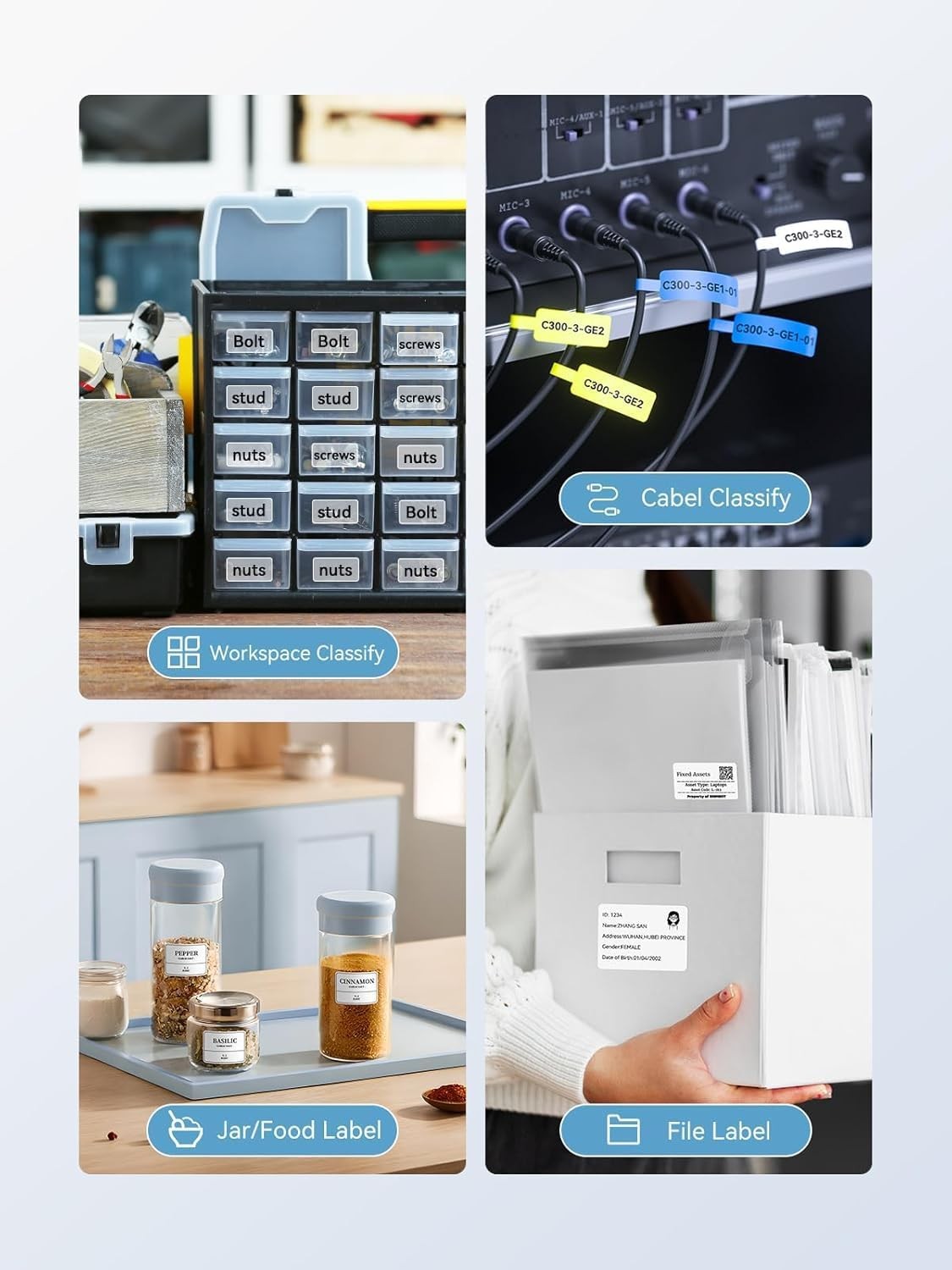 B1 Bluetooth Label Maker – 2-Inch Thermal Printer with 3 Tapes