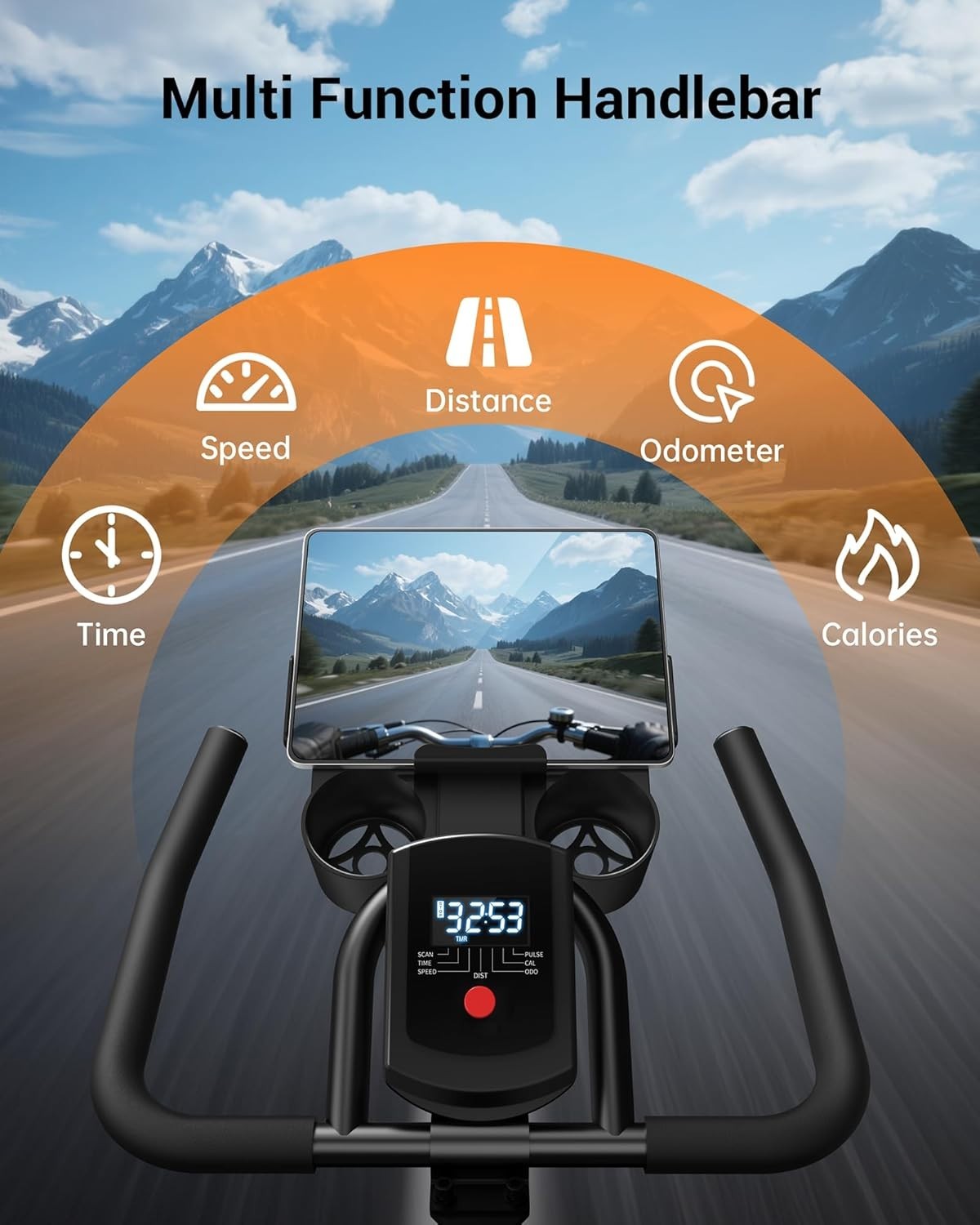 Magnetic Spin Bike w/ 0–100 Resistance, LCD Holder, Adjustable Seat 136kg Cap