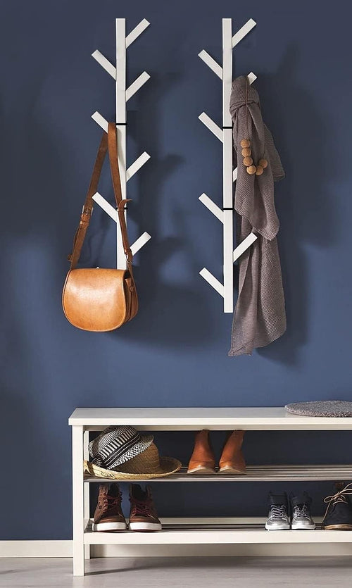 Modern Wall Mounted Coat Rack White – Space Saving Stylish Hat Hanger Organizer