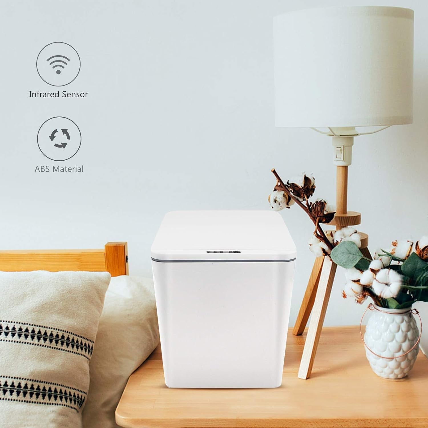 6L Touchless Mini Bin | Automatic Sensor Trash Can White 1.5 Gal