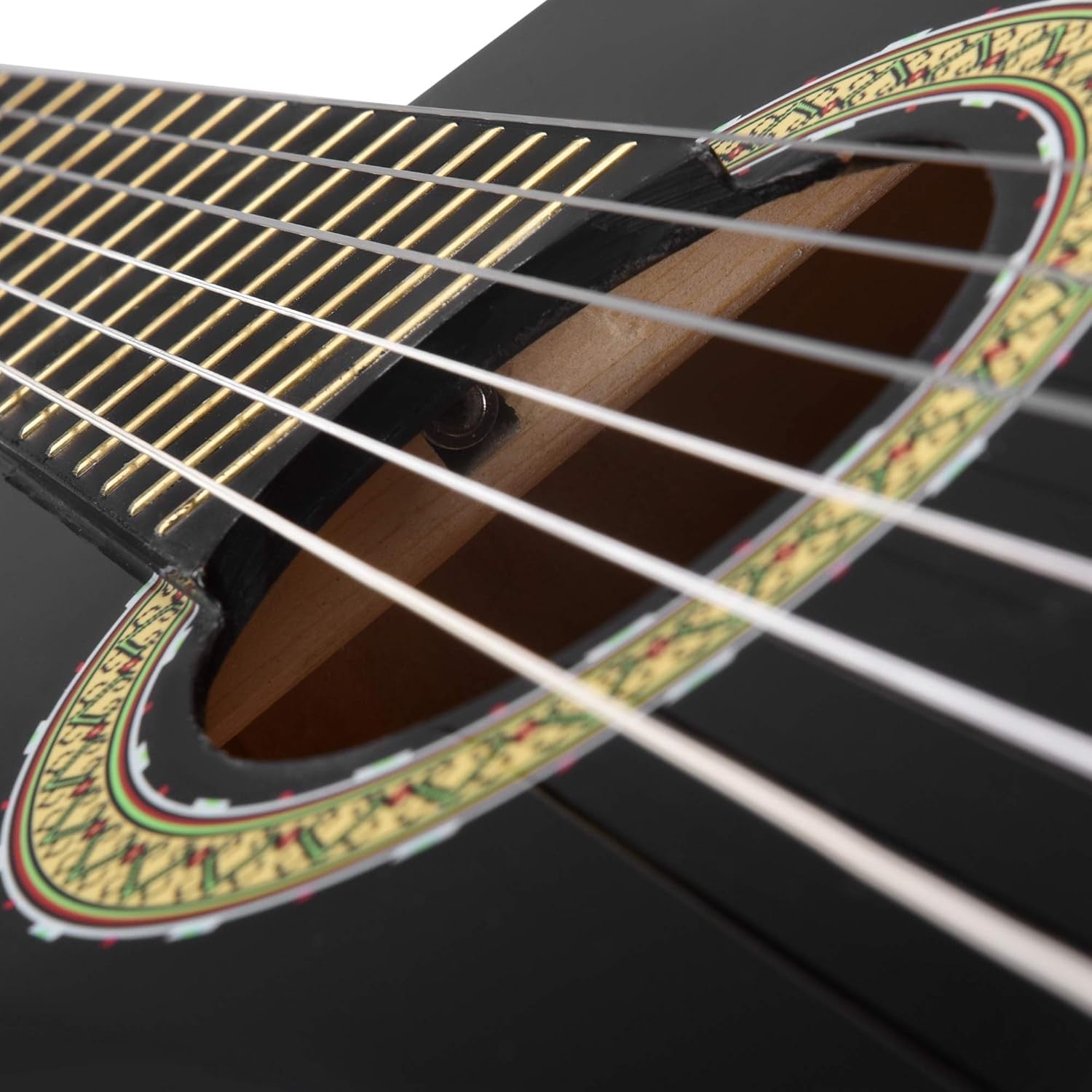 39in 4/4 Classical Guitar Nylon String Black Starter Kit