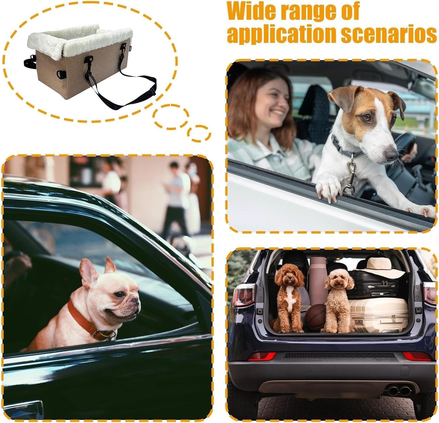 Dog Car Seat Console Booster Bed Safety Buckle Pet Carrier Cushion