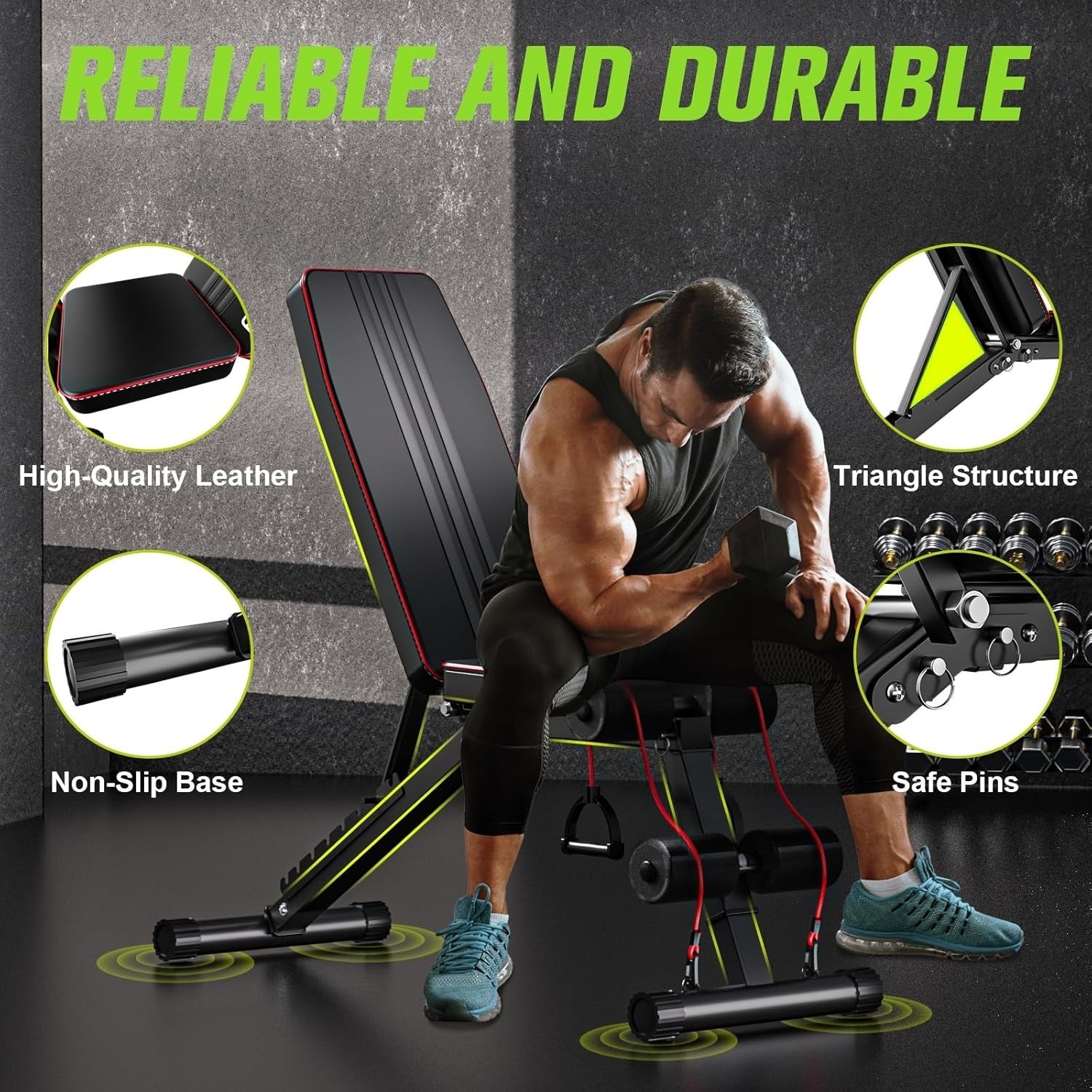 800LB Adjustable Weight Bench w Leg Extension Preacher Pad Home Gym