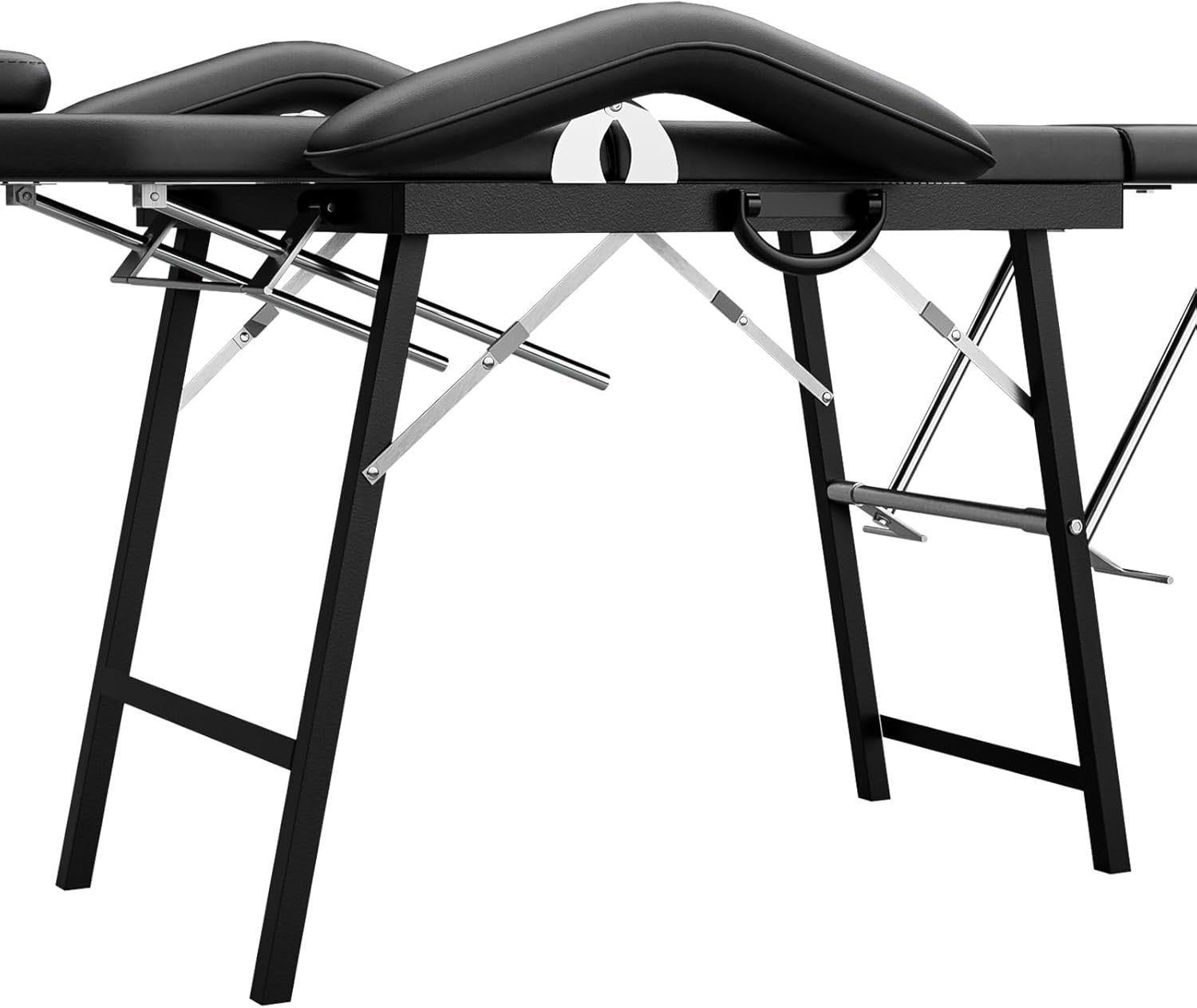 Portable 3-Section Split-Leg Massage Table Folding Beauty Tattoo Bed Black